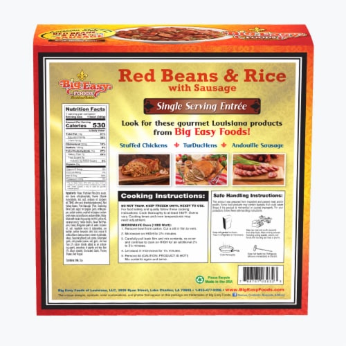 Big Easy Foods Singe Serving Entree Red Beans & Rice With Sausage Perspective: back