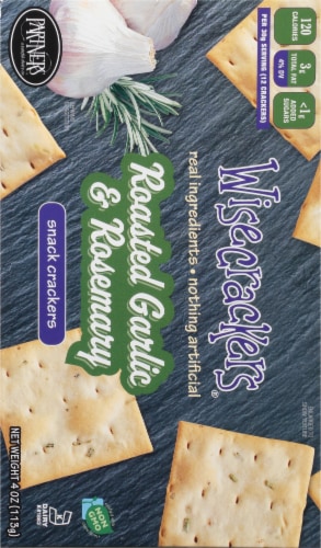 Wisecrackers Roasted Garlic & Rosemary Snack Crackers Perspective: back