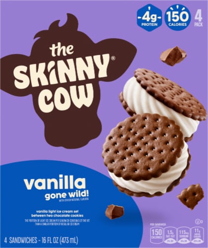 The Skinny Cow Sandwiches Vanilla Gone Wild Ice Cream 4 ea Perspective: back