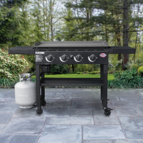 Char-Griller Flat Iron 4-Burner Gas Griddle - Black Perspective: back