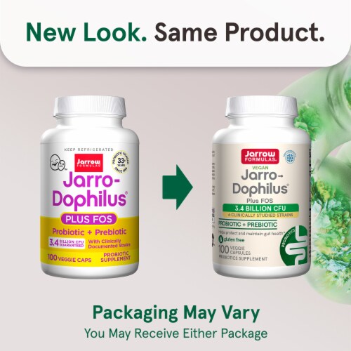 Jarrow Formulas® Jarro-Dophilus® + FOS Probiotic + Prebiotic Capsules - Refrigerated Perspective: back