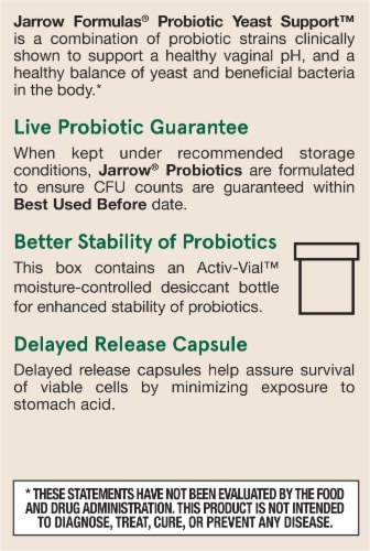 Jarrow Formulas® Probiotic Yeast Support™ Veggie Caps Perspective: back