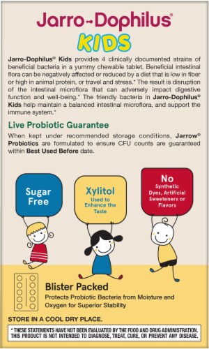 Jarrow Formulas® Jarro-Dophilus® Kids Raspberry Probiotic + Prebiotic 1B Perspective: back
