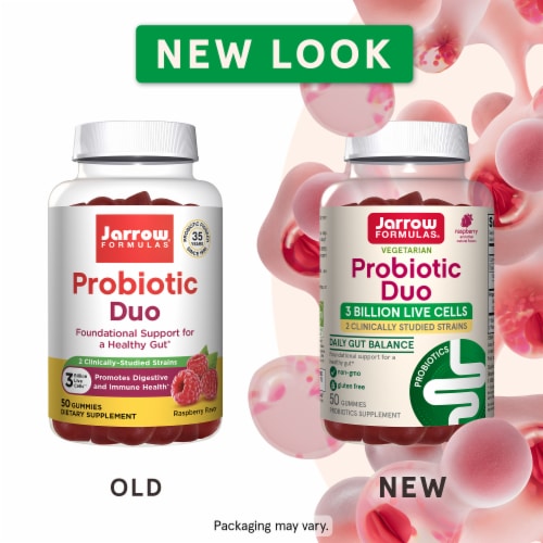 Jarrow Formulas® Probiotic Duo Raspberry Flavored Gummies Perspective: back