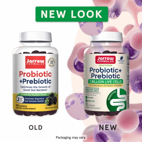 Jarrow Formulas® Probiotic+ Prebiotic Blackberry Flavored Gummies Perspective: back