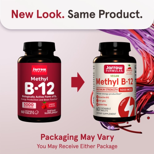 Jarrow Formulas® Maximum Strength Methyl B-12 Cherry Flavored Chewable Tablets Perspective: back