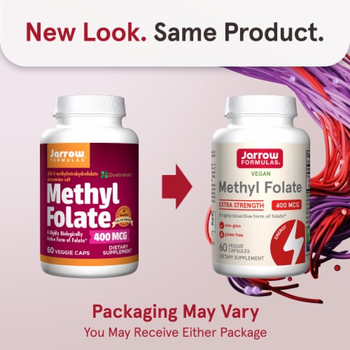Jarrow Formulas® Extra Strength Methyl Folate Capsules Perspective: back