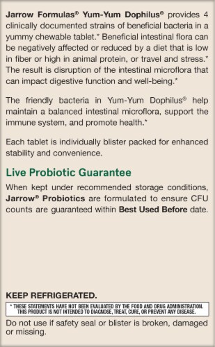 Jarrow Formulas Yum-Yum Dophilus® Natural Raspberry Perspective: back