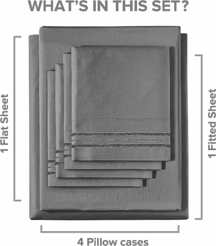CGK Linens 6 Piece Microfiber Solid Sheet Set - California King - Dark Grey Perspective: back