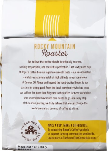 Boyer's Coffee Hazelnut Light Roast Ground Coffee Perspective: back