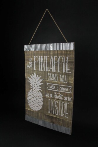 24 Inch Rustic Wood Pineapple Wall Hanging Inspirational Sign Decor Plaque Art Perspective: back