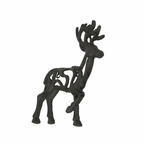 Rustic Brown Cast Iron Open Work Deer Wall Hanging 11.5 Inches High Buck Stag Perspective: back