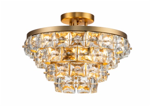 Adeline 9-Light Gold Faceted Semi-Flush Mount Crystal Chandelier Perspective: back