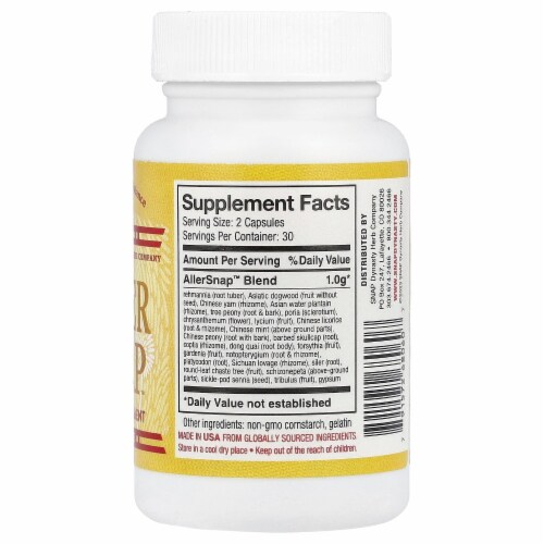 Oriental Herb Company Allersnap™ Dietary Supplement Capsules Perspective: back