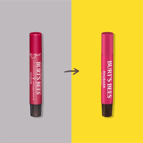 Burt's Bees Natural Origin Moisturizing Rhubarb Lip Shimmer Tube Perspective: back
