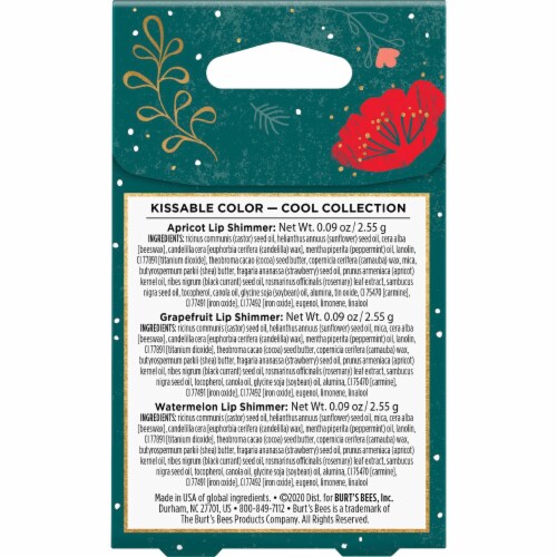 Burt's Bees Cool Collection Kissable Color Lip Shimmers Holiday Gift Set Perspective: back