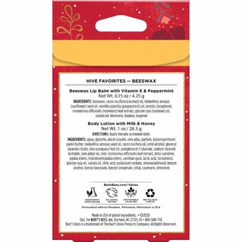 Burt's Bees Hive Favorites Beeswax Lip Balm and Body Lotion Perspective: back