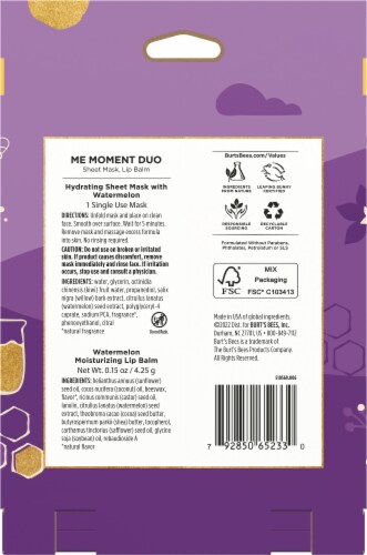 Burt's Bees® Me Moment Duo Hydrating Sheet Mask and Lip Balm Holiday Gift Set Perspective: back