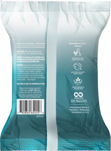 Burt’s Bees Eucalyptus Cooling Pre-Moistened Body Wipes Perspective: back