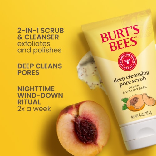 Burt's Bees Peach and Willow Bark Deep Cleansing Pore Scrub Perspective: back