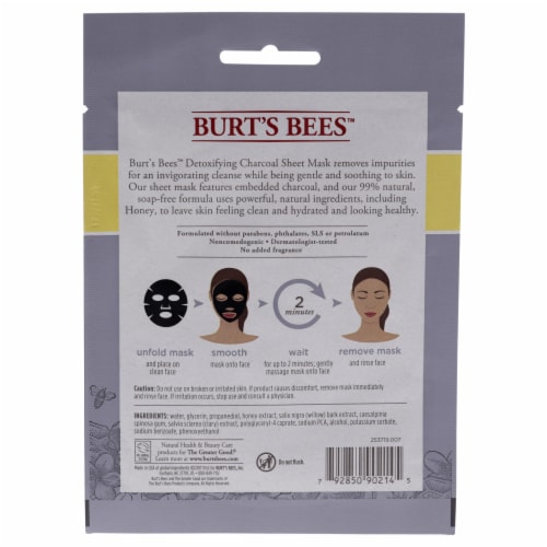 Burt's Bees Detoxifying Charcoal Sheet Mask, Single Use Sheet Mask, 1 Count Perspective: back