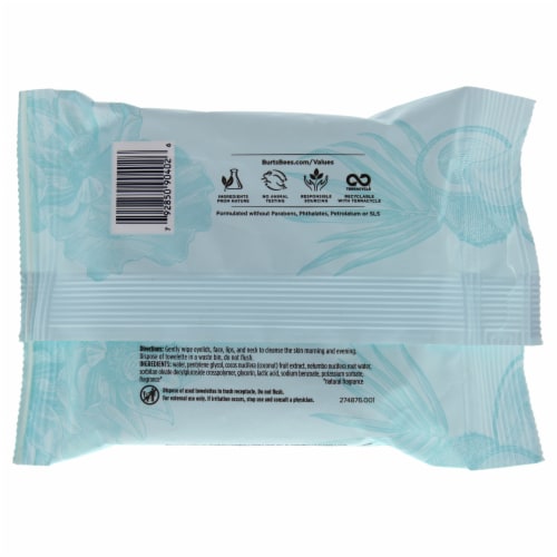 Burt's Bees Micellar Makeup Removing Towelettes  Coconut and Lotus Water 10 Count Perspective: back