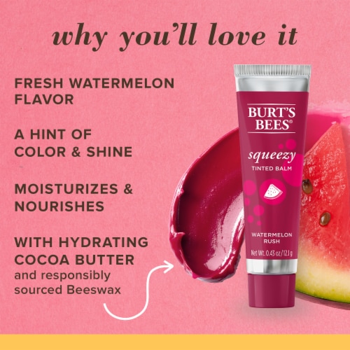 Burt's Bees Squeezy Watermelon Rush Tinted Lip Balm Perspective: back
