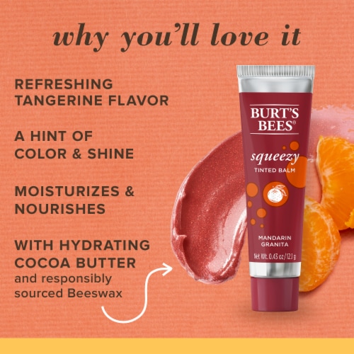 Burt's Bees Squeezy Mandarin Granita Tinted Lip Balm Perspective: back