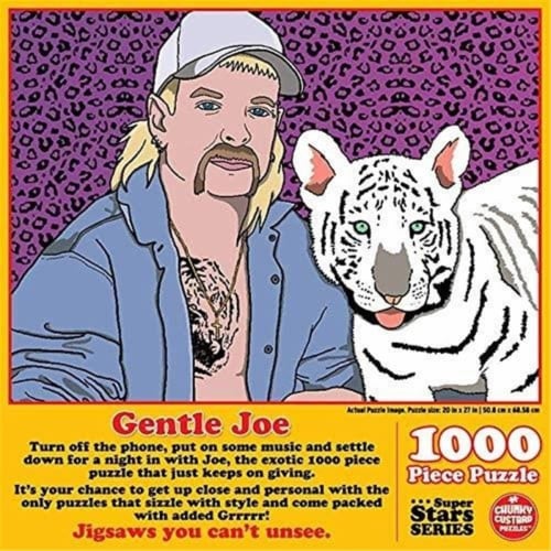 Gentle Joe Tiger King Jigsaw Puzzle 1000ct Piece Pop Culture Premium Quality Chunky Custard Perspective: back