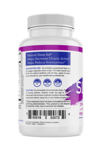 Lyberate Nutrition | SLUMBER: Natural Sleep Aid Formula Perspective: back