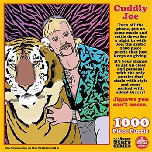 Cuddly Joe Tiger King Jigsaw Puzzle 1000ct Piece Pop Culture Premium Quality Chunky Custard Perspective: back
