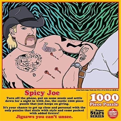 Spicy Joe Tiger King Jigsaw Puzzle 1000ct Piece Pop Culture Premium Quality Chunky Custard Perspective: back