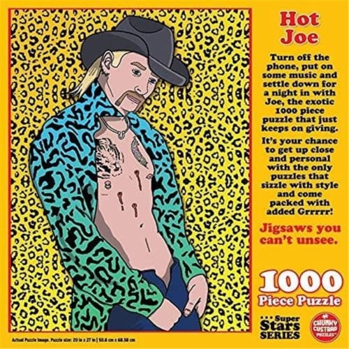 Hot Joe Tiger King Jigsaw Puzzle 1000ct Piece Premium Quality Pop Culture Chunky Custard Perspective: back