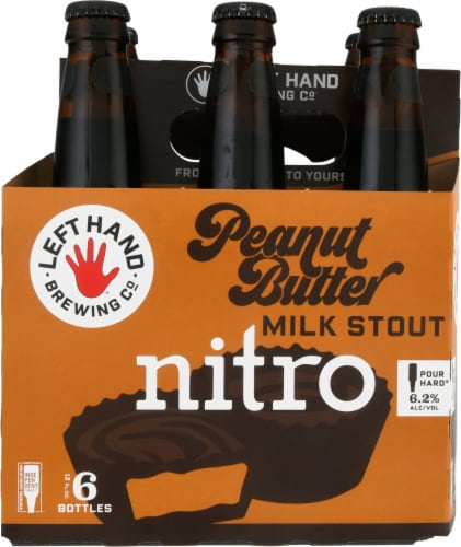 Left Hand Peanut Butter Nitro Milk Stout Beer Perspective: back