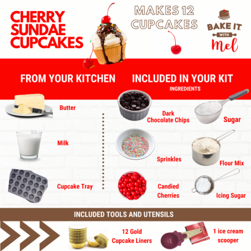 Bake it with Mel - DIY Cherry Sundae Cupcake Kit Perspective: back