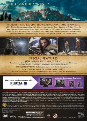 The Hobbit: The Desolation of Smaug (2013 - DVD/UltraViolet - 2-Disc Special Edition) Perspective: back