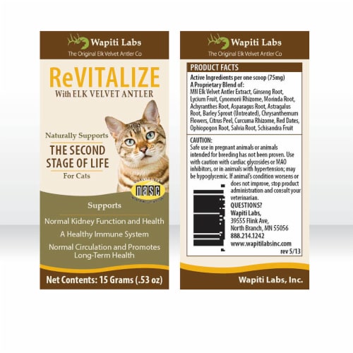 Wapiti ReVitalize -Joint, Hips, Overall & Immune Support Supplement for older Cats Perspective: back