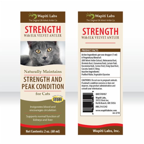 Wapiti Labs Cat Strength - Recovery Support, Overworked, Keep Cats in Peak Condition Perspective: back