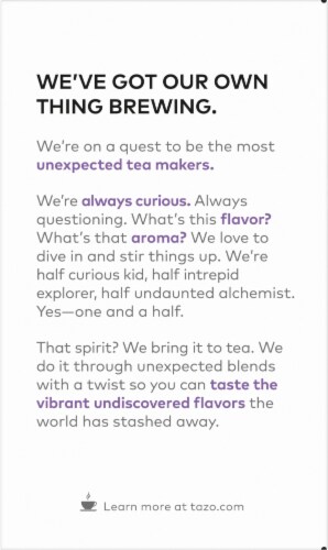 Tazo® Glazed Lemon Loaf Herbal Tea Bags Perspective: back