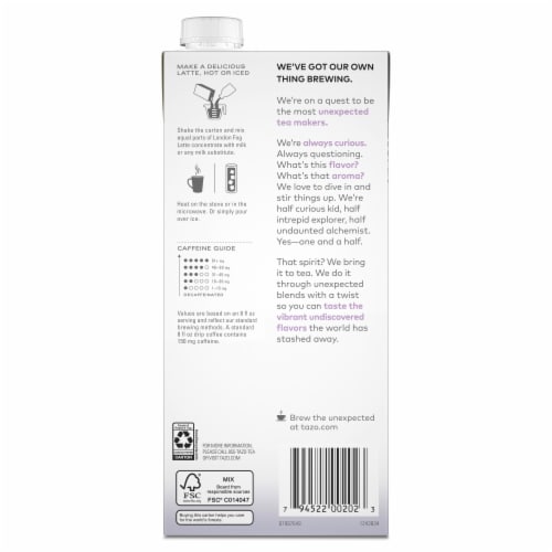 Tazo® London Fog Latte Black Tea Concentrate Perspective: back