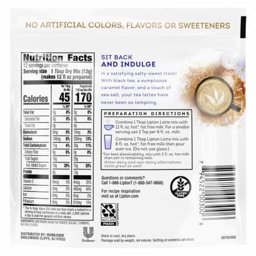 Lipton® Tea Latte Salted Caramel Tea Mix Perspective: back
