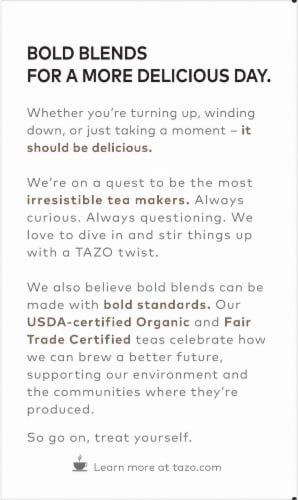 Tazo® Organic Awake® English Breakfast Tea Bags Perspective: back