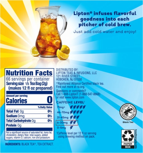 Lipton® Blacked Iced Family Size Tea Bags Perspective: back