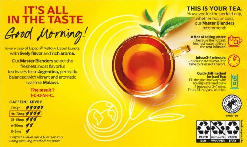 Lipton® Yellow Label Black Tea Bags Perspective: back