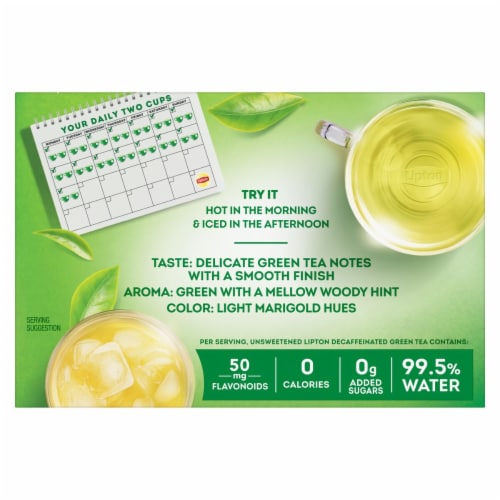 Lipton Decaffeinated Green Tea Bags Perspective: back