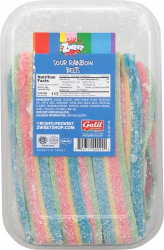 Zweet Rainbow Sour Belts Candy Tray Perspective: back