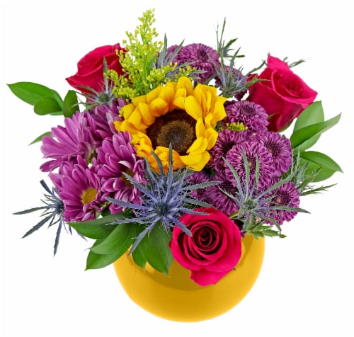 Festival of Flowers Fresh Arrangement in Vase Perspective: back