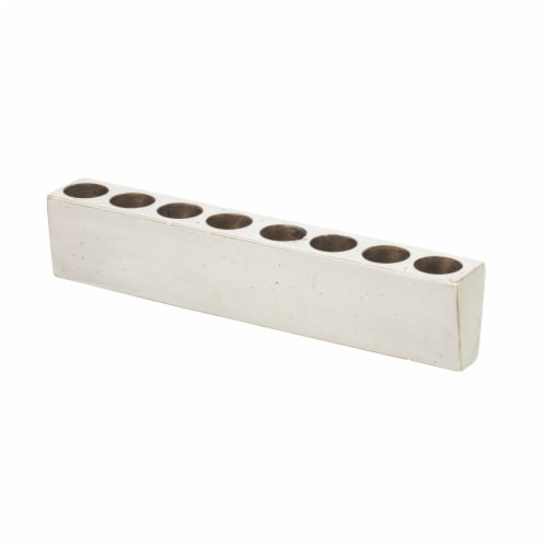 Luxury Living 8-Hole Wooden Sugar Mold Candle Holder in White Distressed Perspective: back