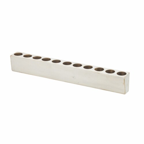 Luxury Living 11-Hole Wooden Sugar Mold Candle Holder in White Distressed Perspective: back