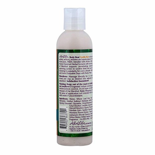 Aloe Life Body Heat Vanilla Rub, 7 Ounce Perspective: back